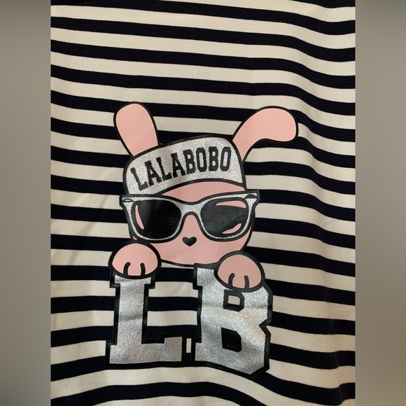 Lala Bobo, striped t-shirt, frontal and back graphics, size S, short sleeves - Picture 5 of 6